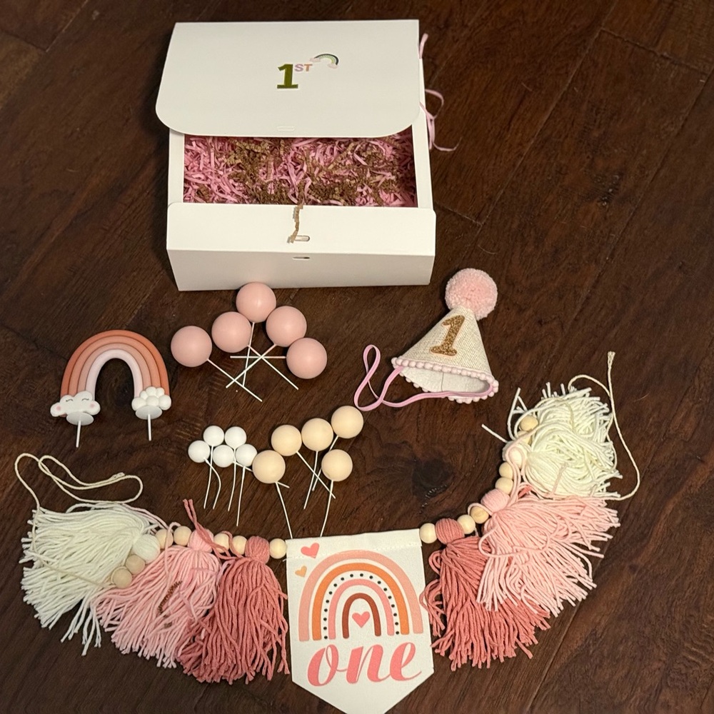 Girl First Birthday Rainbow Decoration 18 pc Set